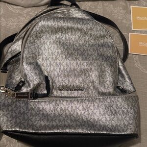 Michael Kors Metallic Silver Backpack